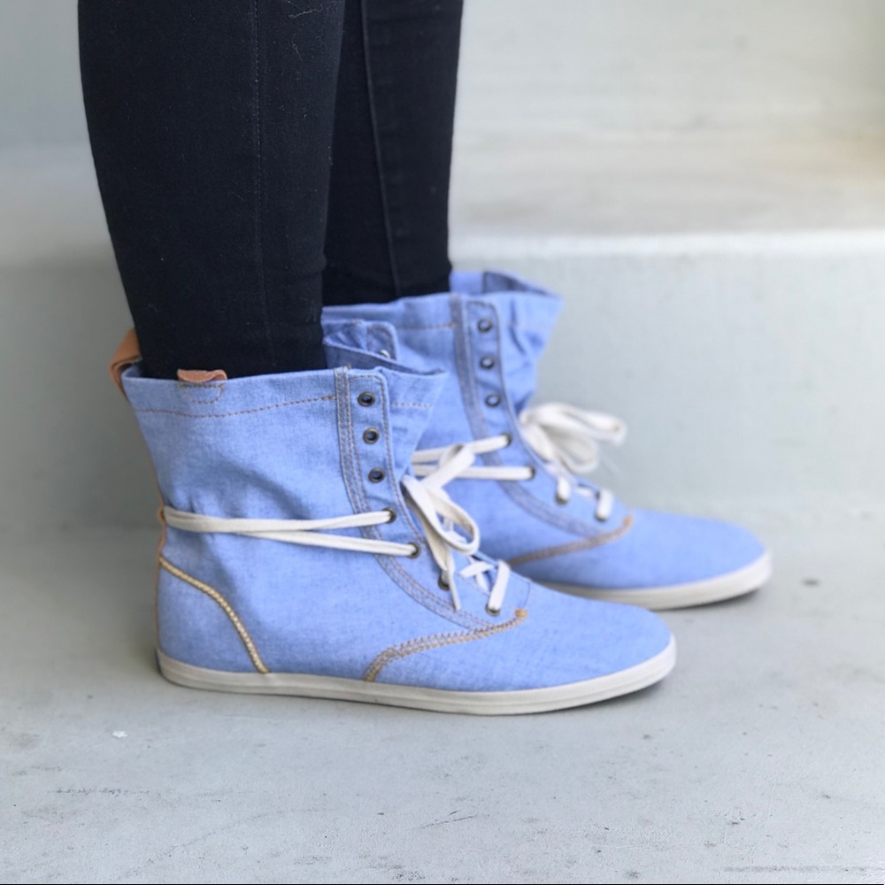 NIB Keds Blue High Top Sneaker Canvas Bootie - Picture 3 of 6
